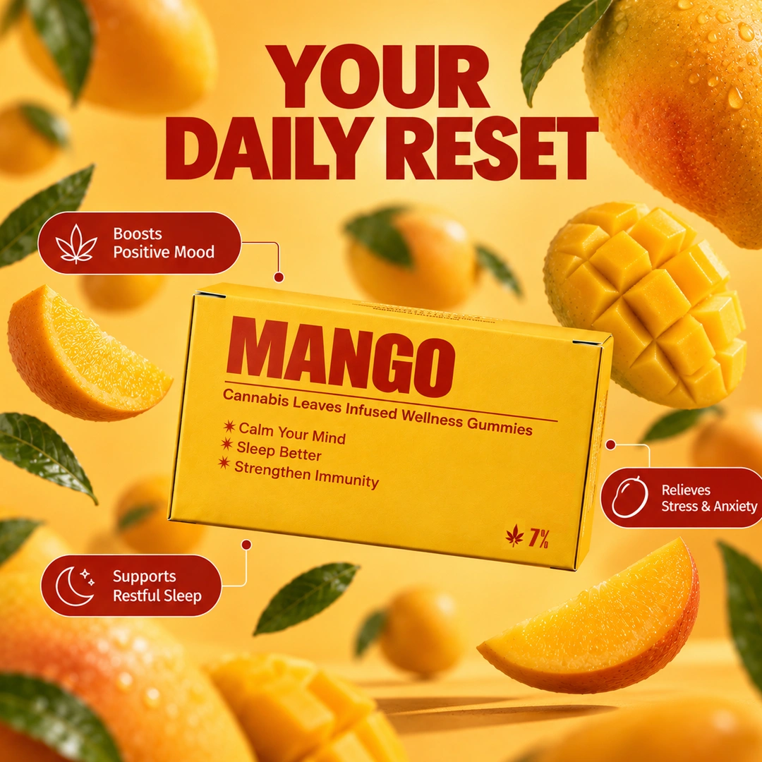 Mango Relax & Reset Gummies 7% – Pack of 10 Gummies - Image 3